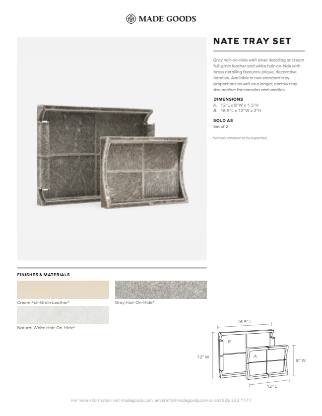 Made Goods Nate Tray Set Gray Hair On Hide 7 Made Goods Nate Tray Set Gray Hair On Hide