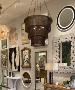 Made Goods Patricia Chandelier Bronze Coco Beads And Gold Metal