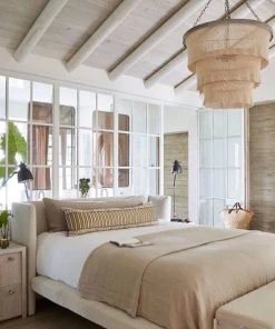 Made Goods New Arrivals Patricia Chandelier Natural Coco Beads And Silver Metal