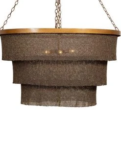 Made Goods Patricia Chandelier Oval Bronze Coco Beads And Gold Metal