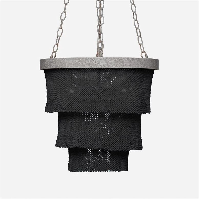 Made Goods Patricia Chandelier Small Black Coco Beads And Silver 3 Made Goods Patricia Chandelier Small Black Coco Beads And Silver