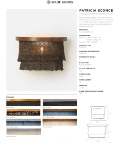 Made Goods Patricia Sconce Natural And Silver Wide New Arrivals