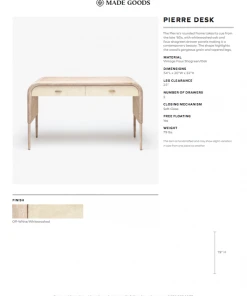 Made Goods New Arrivals Pierre Desk Pristine White Washed Oak