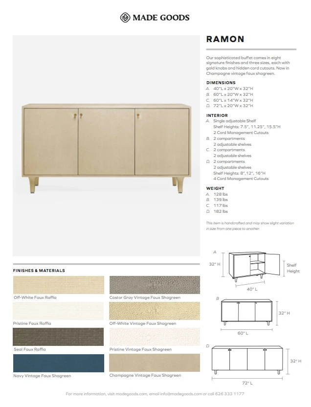 Made Goods Ramon 4 Door Buffet Seal Faux Raffia New Arrivals 7 Made Goods Ramon 4 Door Buffet Seal Faux Raffia New Arrivals