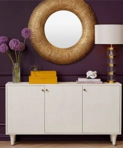 Made Goods Ramon 3 Door Buffet Pristine Faux Raffia