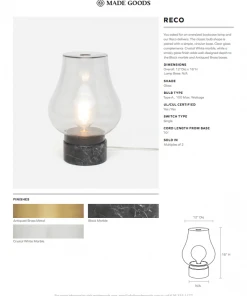 Made Goods Reco Bookcase Lamp Set White Marble New Arrivals