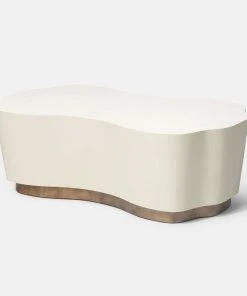 Made Goods Rockwell Coffee Table Small White Faux Belgian Linen