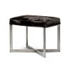 Made Goods Roger Single Bench Dark Brown Hide With Silver Metal Base New Arrivals
