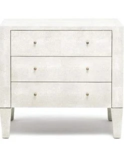 Made Goods New Arrivals Sorin 3 Drawer Double Nightstand Pristine Faux Shagreen