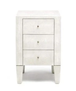 Made Goods Sorin 3 Drawer Single Nightstand Pristine Faux Shagreen