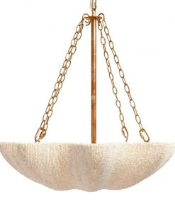 Made Goods New Arrivals Tabitha Chandelier Natural Coco Beads And Gold Metal