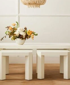 Made Goods Taylam Nesting Coffee Tables Large Off White Faux Raffia