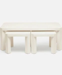 Made Goods Taylam Nesting Coffee Tables Large Off White Faux Raffia