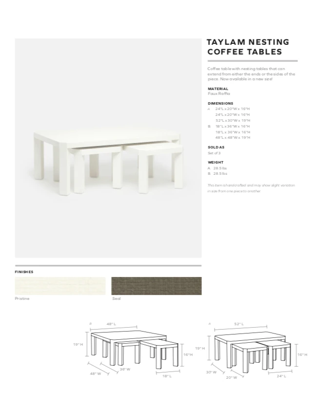 Made Goods Taylam Nesting Coffee Tables Small Pristine Faux Raffia New Arrivals 12 Made Goods Taylam Nesting Coffee Tables Small Pristine Faux Raffia New Arrivals