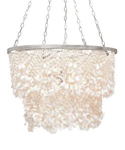 Made Goods New Arrivals Terza Chandelier Clamshell And Silver Metal