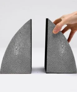 Made Goods Worton Bookends Cool Gray Faux Shagreen New Arrivals