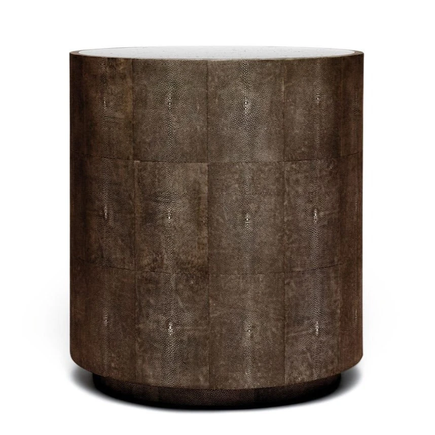 Made Goods Cara Side Table Dark Mushroom Faux Shagreen New Arrivals 3 Made Goods Cara Side Table Dark Mushroom Faux Shagreen New Arrivals