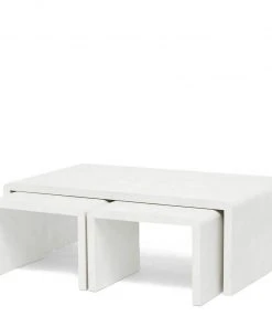 Made Goods New Arrivals Harlow Nesting Coffee Tables Blanc Faux Shagreen