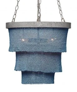 Made Goods Patricia Chandelier Small Dusty Blue Coco Beads And Silver Metal New Arrivals