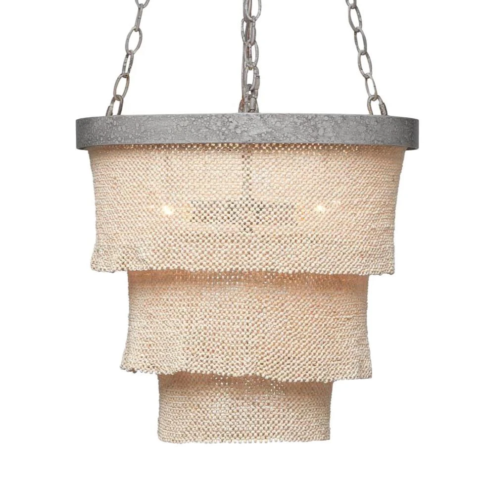 Made Goods New Arrivals Patricia Chandelier Small Natural Coco Beads And Silver Metal 3 Made Goods New Arrivals Patricia Chandelier Small Natural Coco Beads And Silver Metal