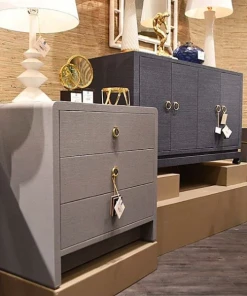 Bungalow 5 Bryant Linen 3 Drawer Side Table Gray New Arrivals 16 Bungalow 5 Bryant Linen 3 Drawer Side Table Gray New Arrivals