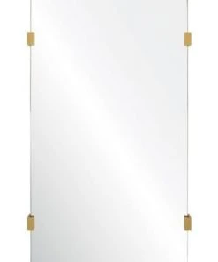 Mirror Home Rectangle Framed Mirror With Burnished Brass