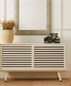 Made Goods Sabine Rectangular Mirror Sand Faux Shagreen