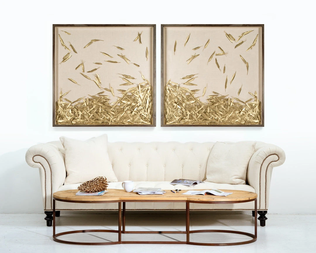 Natural Curiosities Golden Feathers Framed Artwork 5 Natural Curiosities Golden Feathers Framed Artwork