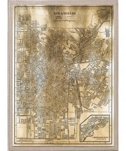 Natural Curiosities Gold City Map Artwork - Los Angeles New Arrivals