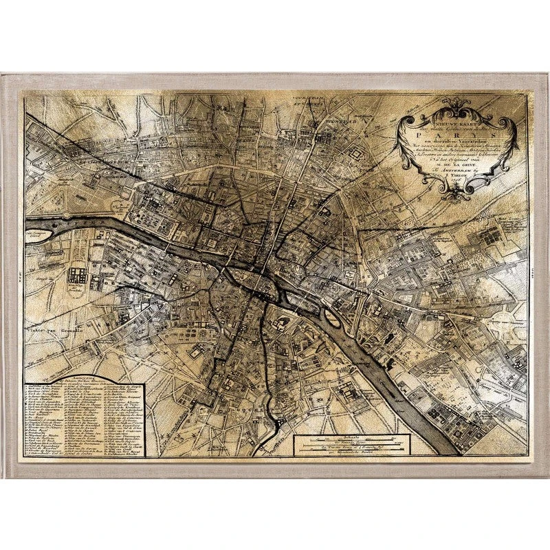 Natural Curiosities Gold City Map Artwork - Paris 3 Natural Curiosities Gold City Map Artwork - Paris