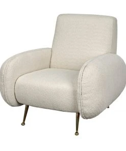 Noir New Arrivals Hera Chair Teddy Ivory Fabric