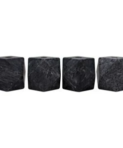 Noir New Arrivals Polyhedron Candle Holders Set Of Four Black Marble