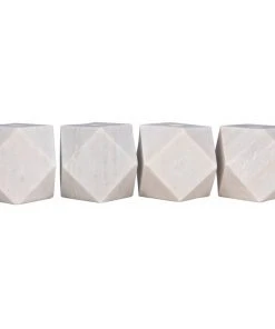 Noir Polyhedron Candle Holders Set Of Four White Marble