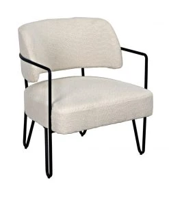 Noir Zeus Chair Metal And Teddy Ivory Fabric
