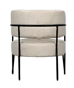 Noir Zeus Chair Metal And Teddy Ivory Fabric