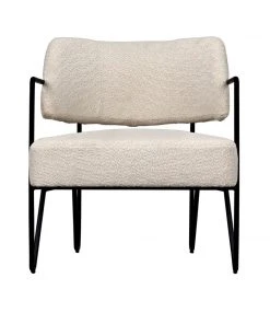 Noir Zeus Chair Metal And Teddy Ivory Fabric