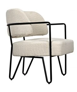 Noir Zeus Chair Metal And Teddy Ivory Fabric