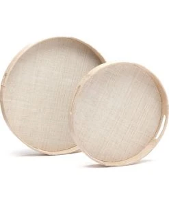 Made Goods Faye Round Tray Set Of Two Natural Buntal