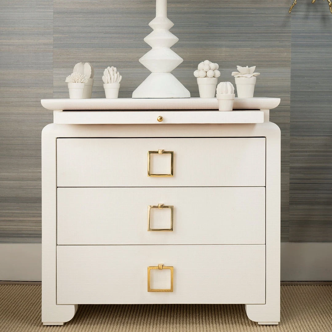 Bungalow 5 Elina 3 Drawer Side Table White 4 Bungalow 5 Elina 3 Drawer Side Table White