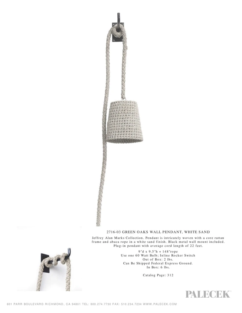 Palecek New Arrivals Green Oaks Wall Pendant White Sand 8 Palecek New Arrivals Green Oaks Wall Pendant White Sand