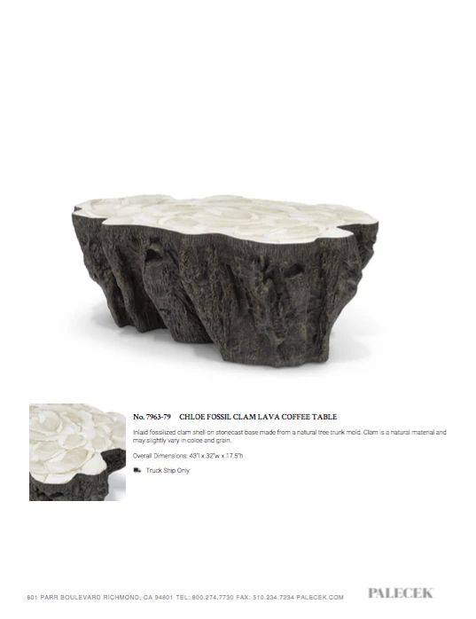 Palecek Chloe Fossil Clam Lava Coffee Table New Arrivals 10 Palecek Chloe Fossil Clam Lava Coffee Table New Arrivals