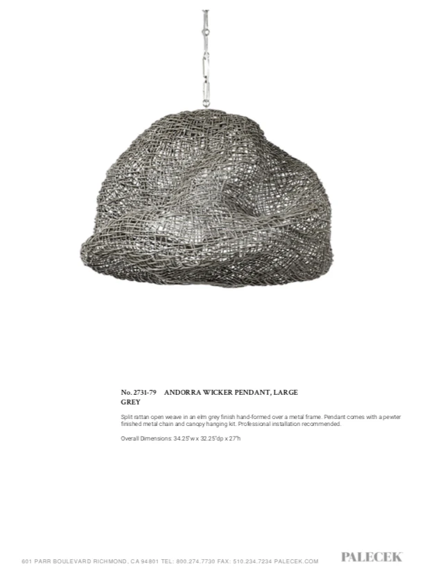 Palecek Andorra Pendant Large Grey New Arrivals 6 Palecek Andorra Pendant Large Grey New Arrivals