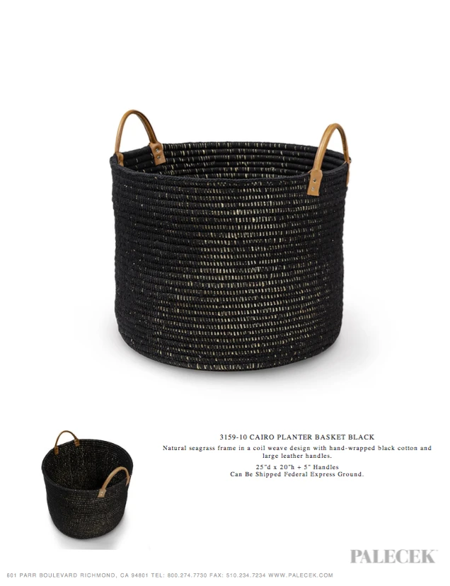 Palecek Cairo Planter Basket Black New Arrivals 6 Palecek Cairo Planter Basket Black New Arrivals