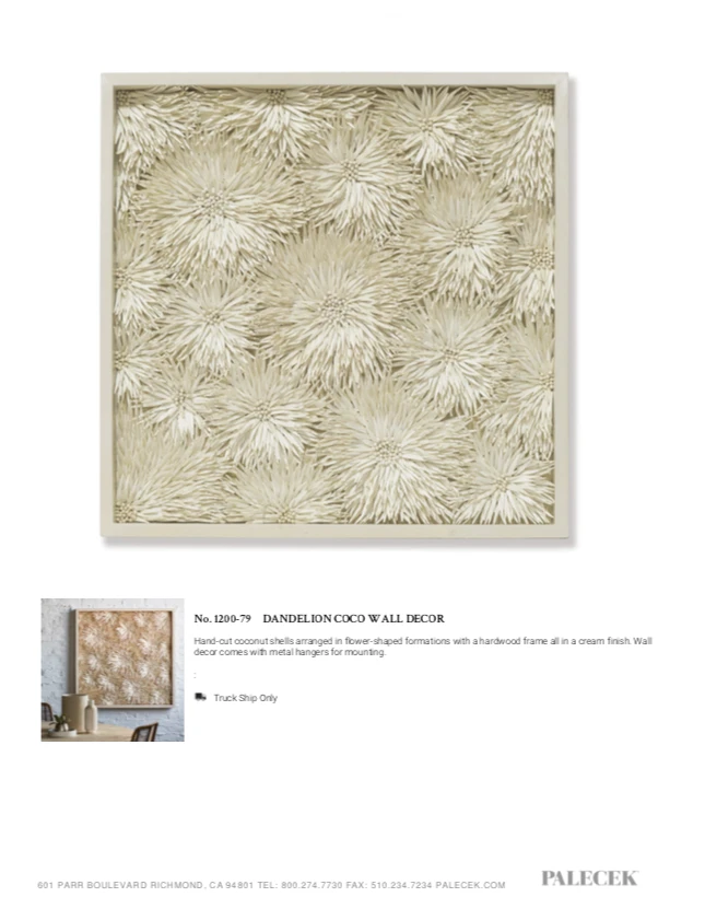 Palecek New Arrivals Dandelion Wall Decor 6 Palecek New Arrivals Dandelion Wall Decor