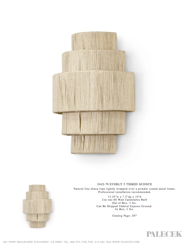 Palecek Everly 5 Tiered Sconce New Arrivals 6 Palecek Everly 5 Tiered Sconce New Arrivals