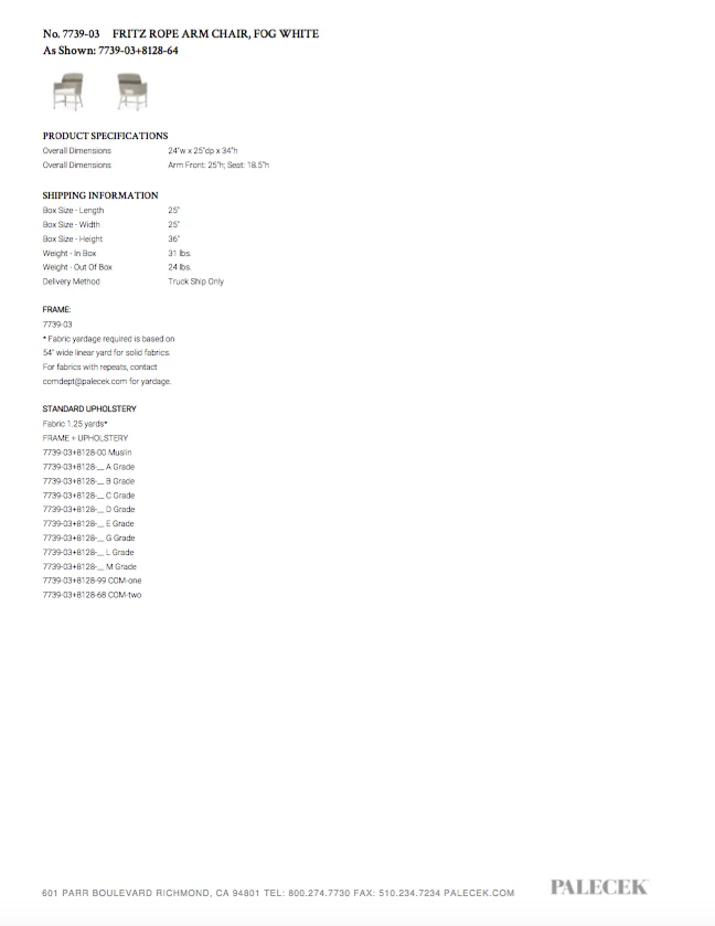 Palecek New Arrivals Fritz Rope Armchair Fog White 6 Palecek New Arrivals Fritz Rope Armchair Fog White