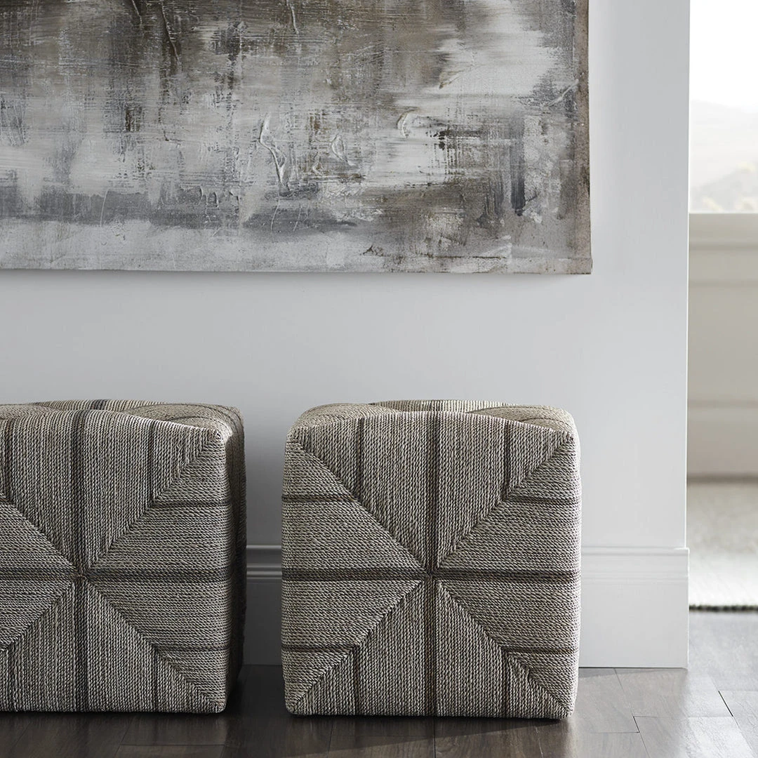 Palecek Fritz Rope Square Ottoman White Fog New Arrivals 4 Palecek Fritz Rope Square Ottoman White Fog New Arrivals
