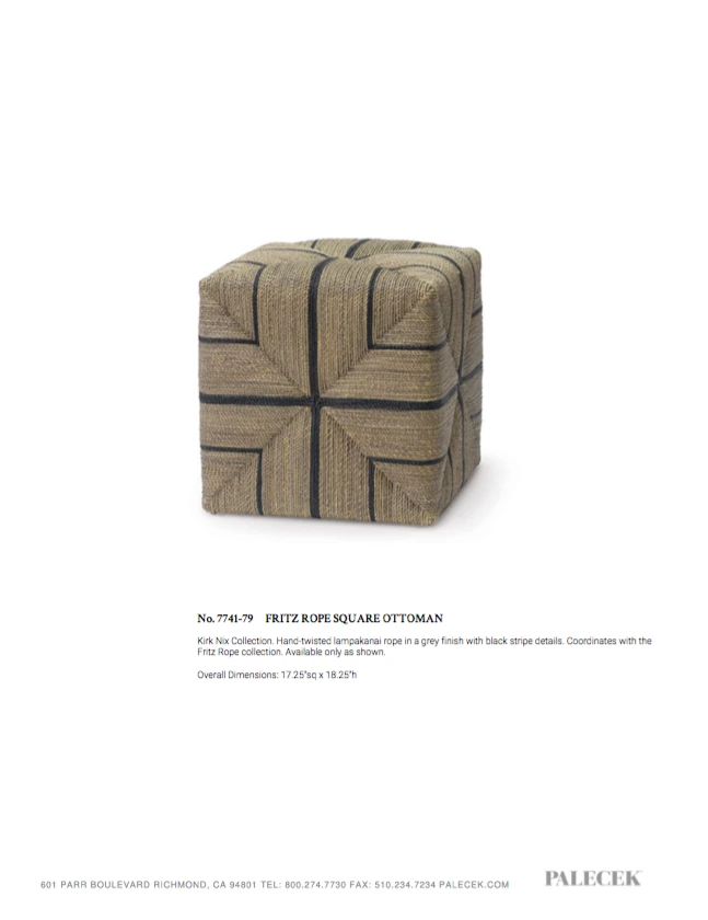 Palecek New Arrivals Fritz Rope Square Ottoman 6 Palecek New Arrivals Fritz Rope Square Ottoman