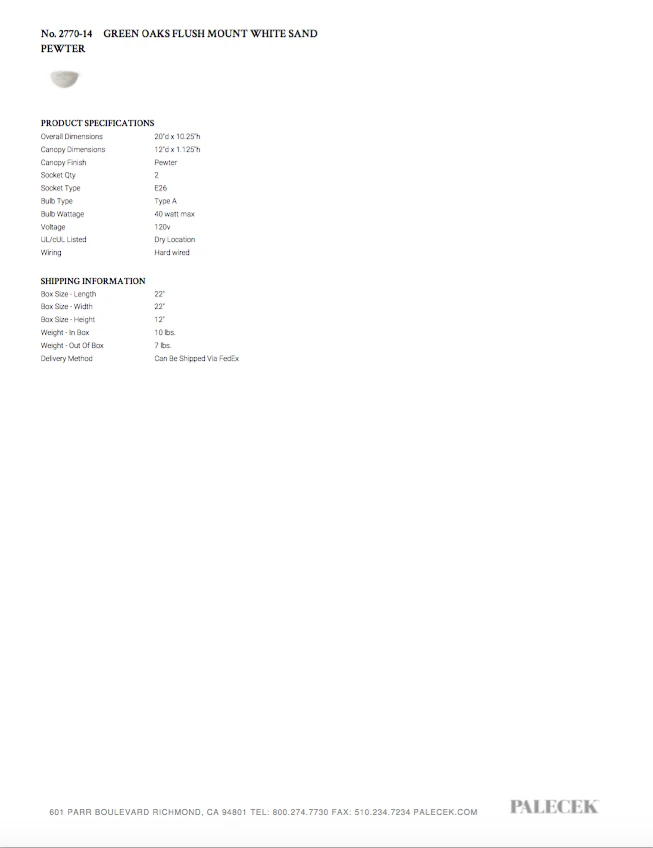 Palecek Green Oaks Flush Mount Whitesand New Arrivals 5 Palecek Green Oaks Flush Mount Whitesand New Arrivals