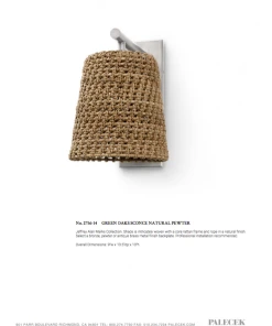 Palecek New Arrivals Green Oaks Sconce Natural And Pewter